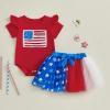 imageKuriozud 4th of July Baby Girl Dress Outfits USA Romper BodysuitTutu Skirt Set Newborn Girl First Fourth of July ClothesRed Usa Flag