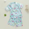 imageKuriozud 4th of July Baby Girl Pajamas Silk Stain Pjs Summer Shirt TopsShorts 2Piece Set Toddler Kids Little Girl SleepwearBlue Bunnyeggs
