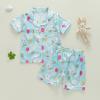 imageKuriozud 4th of July Baby Girl Pajamas Silk Stain Pjs Summer Shirt TopsShorts 2Piece Set Toddler Kids Little Girl SleepwearBlue Bunnyeggs