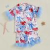 imageKuriozud 4th of July Baby Girl Pajamas Silk Stain Pjs Summer Shirt TopsShorts 2Piece Set Toddler Kids Little Girl SleepwearJuly 4th White Red Blue