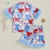 imageKuriozud 4th of July Baby Girl Pajamas Silk Stain Pjs Summer Shirt TopsShorts 2Piece Set Toddler Kids Little Girl SleepwearJuly 4th White Red Blue