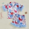 imageKuriozud 4th of July Baby Girl Pajamas Silk Stain Pjs Summer Shirt TopsShorts 2Piece Set Toddler Kids Little Girl SleepwearJuly 4th White Red Blue