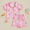 imageKuriozud 4th of July Baby Girl Pajamas Silk Stain Pjs Summer Shirt TopsShorts 2Piece Set Toddler Kids Little Girl SleepwearPink Bunny Eggs Bow