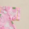 imageKuriozud 4th of July Baby Girl Pajamas Silk Stain Pjs Summer Shirt TopsShorts 2Piece Set Toddler Kids Little Girl SleepwearPink Bunny Eggs Bow