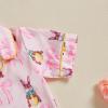 imageKuriozud 4th of July Baby Girl Pajamas Silk Stain Pjs Summer Shirt TopsShorts 2Piece Set Toddler Kids Little Girl SleepwearPink Bunny Hug Egg