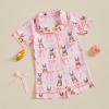 imageKuriozud 4th of July Baby Girl Pajamas Silk Stain Pjs Summer Shirt TopsShorts 2Piece Set Toddler Kids Little Girl SleepwearPink Bunny Hug Egg