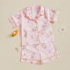 imageKuriozud 4th of July Baby Girl Pajamas Silk Stain Pjs Summer Shirt TopsShorts 2Piece Set Toddler Kids Little Girl SleepwearPink Bunny With Bow
