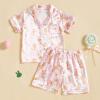 imageKuriozud 4th of July Baby Girl Pajamas Silk Stain Pjs Summer Shirt TopsShorts 2Piece Set Toddler Kids Little Girl SleepwearPink Bunnybow