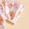 imageKuriozud 4th of July Baby Girl Pajamas Silk Stain Pjs Summer Shirt TopsShorts 2Piece Set Toddler Kids Little Girl SleepwearPink Bunnybow