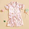 imageKuriozud 4th of July Baby Girl Pajamas Silk Stain Pjs Summer Shirt TopsShorts 2Piece Set Toddler Kids Little Girl SleepwearPink Bunnybow