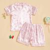 imageKuriozud 4th of July Baby Girl Pajamas Silk Stain Pjs Summer Shirt TopsShorts 2Piece Set Toddler Kids Little Girl SleepwearPink Bunnydot