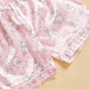 imageKuriozud 4th of July Baby Girl Pajamas Silk Stain Pjs Summer Shirt TopsShorts 2Piece Set Toddler Kids Little Girl SleepwearPink Bunnydot