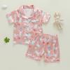 imageKuriozud 4th of July Baby Girl Pajamas Silk Stain Pjs Summer Shirt TopsShorts 2Piece Set Toddler Kids Little Girl SleepwearPink Bunnyeggs