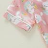 imageKuriozud 4th of July Baby Girl Pajamas Silk Stain Pjs Summer Shirt TopsShorts 2Piece Set Toddler Kids Little Girl SleepwearPink Bunnyeggs
