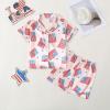 imageKuriozud 4th of July Baby Girl Pajamas Silk Stain Pjs Summer Shirt TopsShorts 2Piece Set Toddler Kids Little Girl SleepwearPink Flag