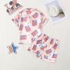 imageKuriozud 4th of July Baby Girl Pajamas Silk Stain Pjs Summer Shirt TopsShorts 2Piece Set Toddler Kids Little Girl SleepwearPink Flag