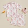 imageKuriozud 4th of July Baby Girl Pajamas Silk Stain Pjs Summer Shirt TopsShorts 2Piece Set Toddler Kids Little Girl SleepwearPink Smile Bunny