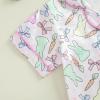 imageKuriozud 4th of July Baby Girl Pajamas Silk Stain Pjs Summer Shirt TopsShorts 2Piece Set Toddler Kids Little Girl SleepwearWhite Bunny