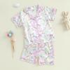 imageKuriozud 4th of July Baby Girl Pajamas Silk Stain Pjs Summer Shirt TopsShorts 2Piece Set Toddler Kids Little Girl SleepwearWhite Bunny