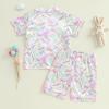 imageKuriozud 4th of July Baby Girl Pajamas Silk Stain Pjs Summer Shirt TopsShorts 2Piece Set Toddler Kids Little Girl SleepwearWhite Bunny