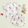 imageKuriozud 4th of July Baby Girl Pajamas Silk Stain Pjs Summer Shirt TopsShorts 2Piece Set Toddler Kids Little Girl SleepwearWhite Bunnybow