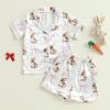 imageKuriozud 4th of July Baby Girl Pajamas Silk Stain Pjs Summer Shirt TopsShorts 2Piece Set Toddler Kids Little Girl SleepwearWhite Bunnybow