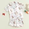 imageKuriozud 4th of July Baby Girl Pajamas Silk Stain Pjs Summer Shirt TopsShorts 2Piece Set Toddler Kids Little Girl SleepwearWhite Bunnybow