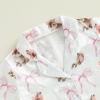 imageKuriozud 4th of July Baby Girl Pajamas Silk Stain Pjs Summer Shirt TopsShorts 2Piece Set Toddler Kids Little Girl SleepwearWhite Bunnybow