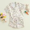 imageKuriozud 4th of July Baby Girl Pajamas Silk Stain Pjs Summer Shirt TopsShorts 2Piece Set Toddler Kids Little Girl SleepwearWhite Bunnyflowers