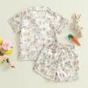 imageKuriozud 4th of July Baby Girl Pajamas Silk Stain Pjs Summer Shirt TopsShorts 2Piece Set Toddler Kids Little Girl SleepwearWhite Bunnyflowers