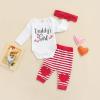 imageKuriozud Baby Girl 2 Piece Outfits Newborn Infant Ruffle Romper Tops Floral Pants Headband Fall Winter Clothes SetDaddys Girl
