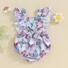 imageKuriozud Baby Girl Floral Romper Newborn Infant Ruffle Bodysuit OnePiece Jumpsuit Clothes Summer OutfitButterfly Romper