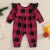 imageKuriozud Baby Girl Plaid Outfit Long Sleeve Ruffle Romper Jumpsuit Christmas Outfit Newborn Girl Fall ClothesBuffalo Plaid Red