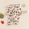 imageKuriozud Baby Girl Plaid Outfit Long Sleeve Ruffle Romper Jumpsuit Christmas Outfit Newborn Girl Fall ClothesPumpkin Apricot