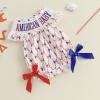 imageKuriozud Newborn Baby Girl 4th of July Outfit Cute Bow Bubble Romper Jumpsuit Infant Girl Fourth of July Summer ClothesAmerican Baby White