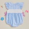 imageKuriozud Newborn Baby Girl 4th of July Outfit Cute Bow Bubble Romper Jumpsuit Infant Girl Fourth of July Summer ClothesAmerican Flag Fireworks Blue