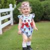 imageKuriozud Newborn Baby Girl 4th of July Outfit Cute Bow Bubble Romper Jumpsuit Infant Girl Fourth of July Summer ClothesLobster Blue