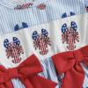 imageKuriozud Newborn Baby Girl 4th of July Outfit Cute Bow Bubble Romper Jumpsuit Infant Girl Fourth of July Summer ClothesLobster Blue