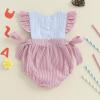 imageKuriozud Newborn Baby Girl 4th of July Outfit Cute Bow Bubble Romper Jumpsuit Infant Girl Fourth of July Summer ClothesUsa Striped Red