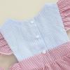imageKuriozud Newborn Baby Girl 4th of July Outfit Cute Bow Bubble Romper Jumpsuit Infant Girl Fourth of July Summer ClothesUsa Striped Red