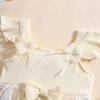 imageKuriozud Newborn Baby Girl Summer Clothes Flower Bow Dress Romper Ruffle Jumpsuit Headband Outfit Cute Infant ClothingTassel Beige