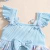 imageKuriozud Newborn Baby Girl Summer Clothes Flower Bow Dress Romper Ruffle Jumpsuit Headband Outfit Cute Infant ClothingTassel Blue