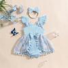 imageKuriozud Newborn Baby Girl Summer Clothes Flower Bow Dress Romper Ruffle Jumpsuit Headband Outfit Cute Infant ClothingTassel Blue