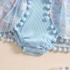 imageKuriozud Newborn Baby Girl Summer Clothes Flower Bow Dress Romper Ruffle Jumpsuit Headband Outfit Cute Infant ClothingTassel Blue