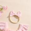 imageKuriozud Newborn Baby Girl Summer Clothes Flower Bow Dress Romper Ruffle Jumpsuit Headband Outfit Cute Infant ClothingTassel Pink
