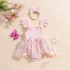 imageKuriozud Newborn Baby Girl Summer Clothes Flower Bow Dress Romper Ruffle Jumpsuit Headband Outfit Cute Infant ClothingTassel Pink