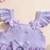 imageKuriozud Newborn Baby Girl Summer Clothes Flower Bow Dress Romper Ruffle Jumpsuit Headband Outfit Cute Infant ClothingTassel Purple