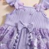 imageKuriozud Newborn Baby Girl Summer Clothes Flower Bow Dress Romper Ruffle Jumpsuit Headband Outfit Cute Infant ClothingTassel Purple