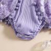 imageKuriozud Newborn Baby Girl Summer Clothes Flower Bow Dress Romper Ruffle Jumpsuit Headband Outfit Cute Infant ClothingTassel Purple