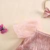 imageKuriozud Newborn Baby Girl Summer Clothes Sequin Fringe Romper Dress Puff Short Sleeve Tulle Romper Cute Sparkling ClothesPink